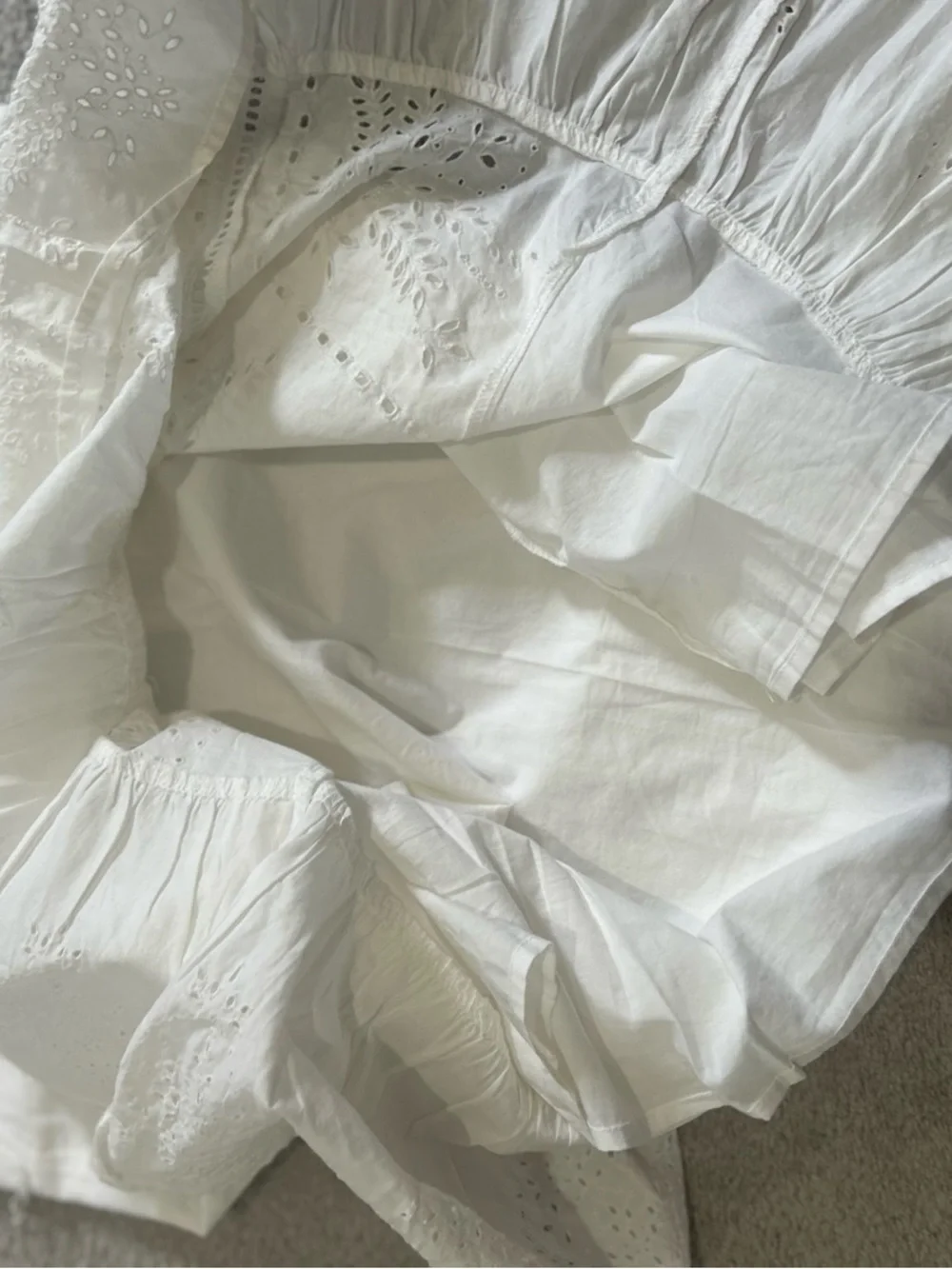 GAP White Sleeveless Eyelet Midi Dress with Ruffle Hem - Picture 10 of 12